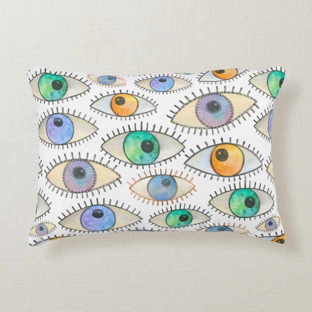 Seamless watercolor pattern of wide open human eye dekokissen (Vorderseite)