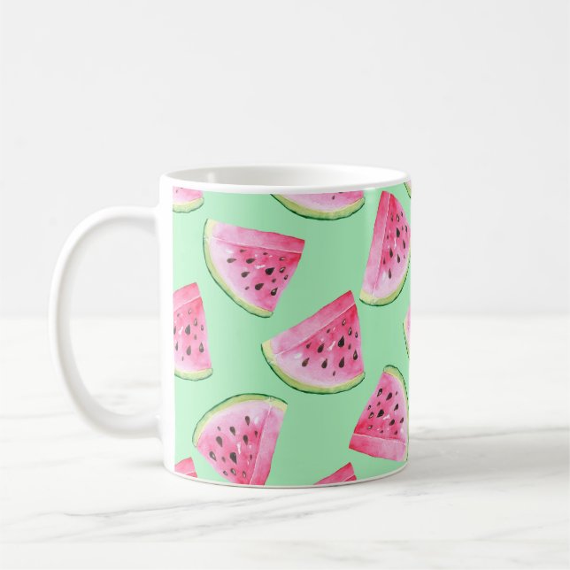 Seamless Watermelon Muster im Wasserfarbenstil Wat Kaffeetasse (Links)