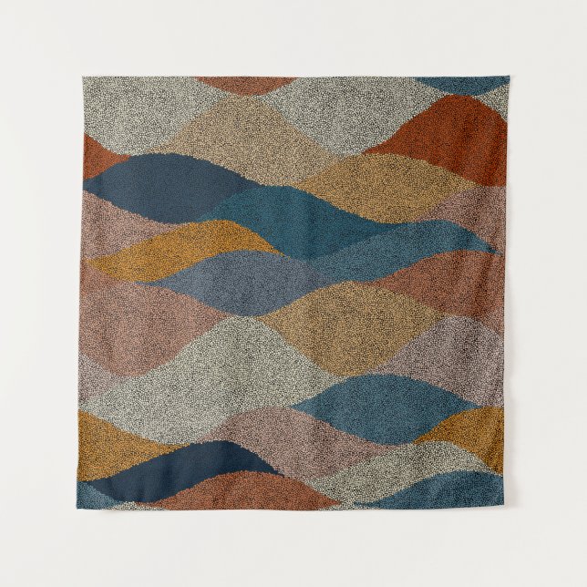 Seamless wavy pattern. Complicated hand-drawn orna Wandteppich (Vorderseite)