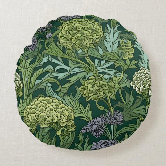 Seamless William Morris style floral pattern Rundes Kissen (Vorderseite)