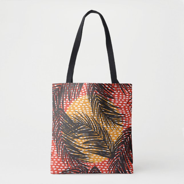 Seamless with black palm leaves and strokes  tasche (Vorderseite)