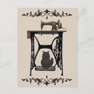 Seamstress Cats Lovers - Vintage Nähmaschine Postkarte