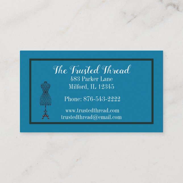 Seamstress Dressmaker Fabric Mannequin Scissors Bu Visitenkarte (Rückseite)