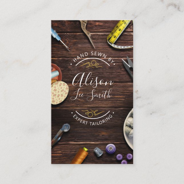 Seamstress- oder Schneider-Schreibtisch Handnähte  Visitenkarte (Vorderseite)