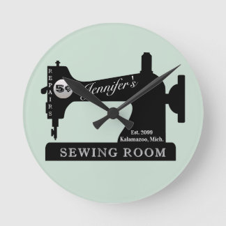 Seamstress Quilter Nähmaschine Rou Runde Wanduhr