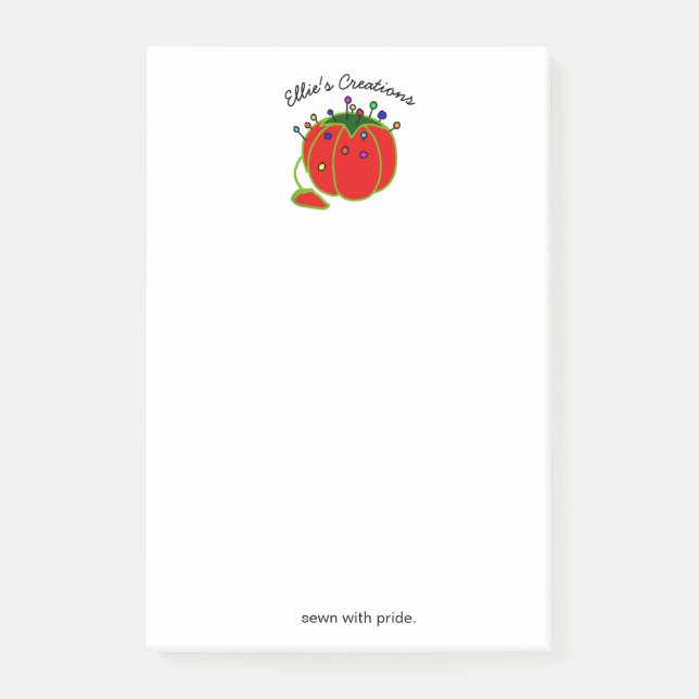 Seamstress Red Button Cushion Seamstress Post-it Klebezettel (Vorderseite)