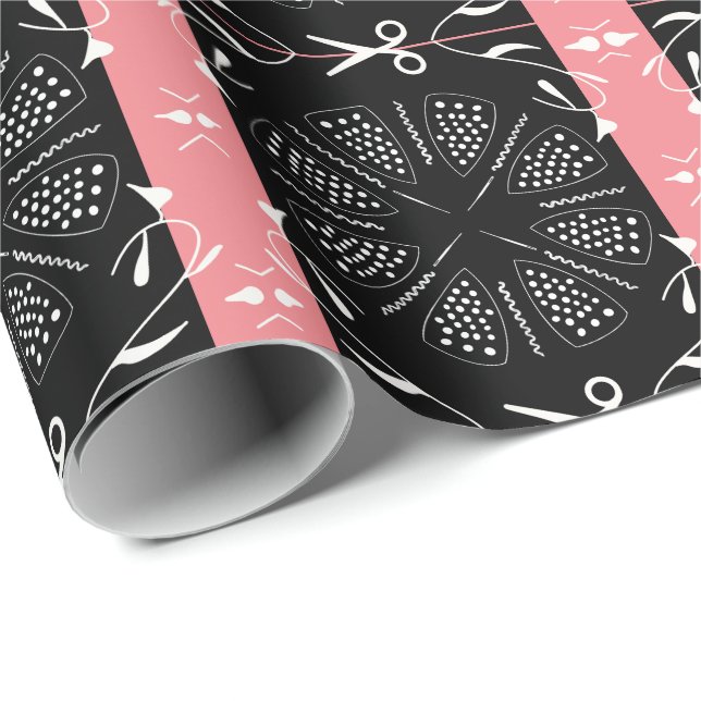 Seamstress Rosa und Schwarz Geschenkpapier (Rolleneckpunkt)
