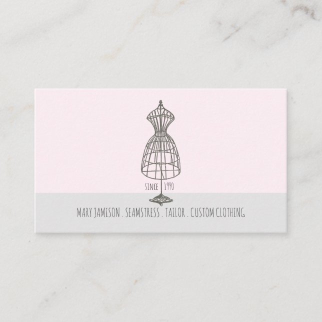 Seamstress Schneider Vintage Kleiderform Visitenkarte (Vorderseite)