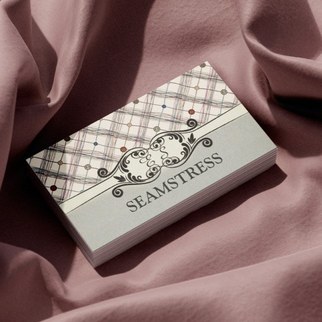 Seamstress Sewing Studio Decorated Button Card Visitenkarte (Perfect for business)