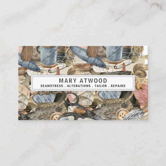 Seamstress Tailor Business Card Visitenkarte (Vorderseite)