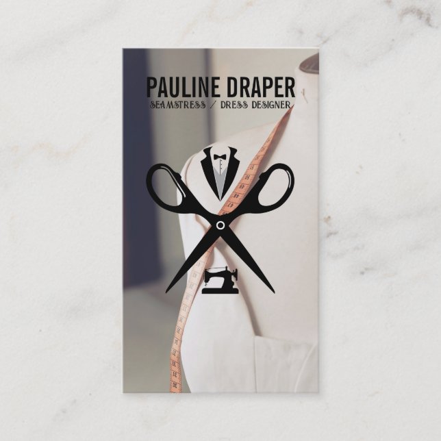 Seamstress Tailor Logo | Mannequin Visitenkarte (Vorderseite)