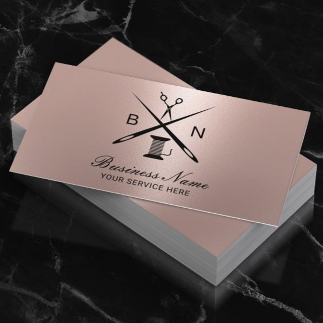 Seamstress Thread & Needles Rose Gold Nähen Visitenkarte (Von Creator hochgeladen)