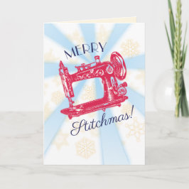 Seamstress Vintag Nähmaschine Weihnachtskarte Feiertagskarte