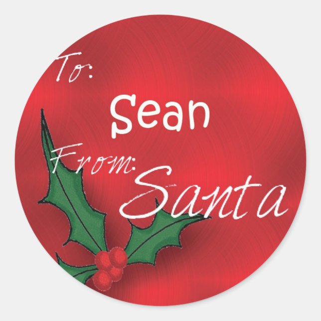 Sean Personalisiert Holly Label110 Runder Aufkleber (Vorderseite)