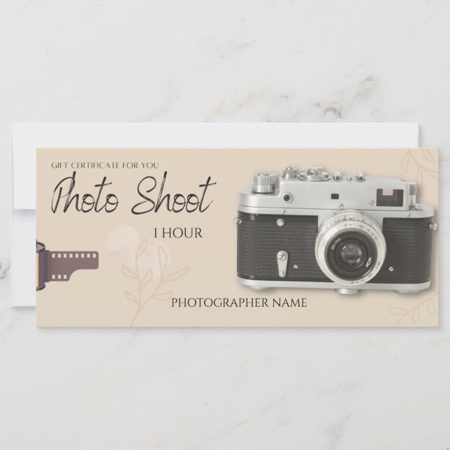 séance photo, photo shoot biege carte cadeau, (Devant)