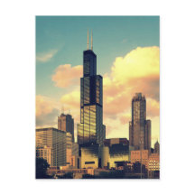 Sears Tower / Williams Tower Postcard - Sunset
