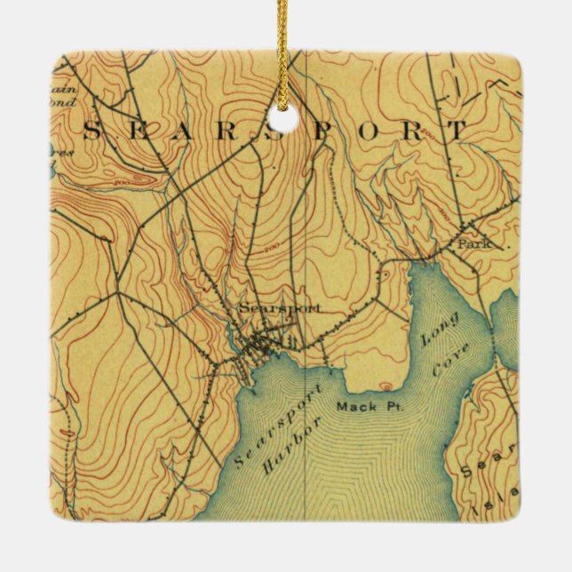 Searsport Maine Karte 1915 Keramikornament (Rückseite)