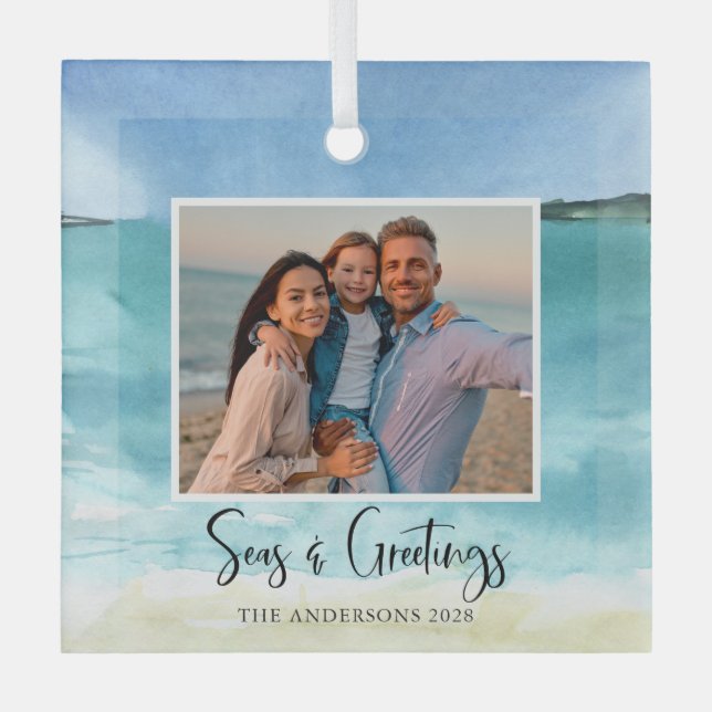 Seas and Greetings Family Foto Beach Ornament (Vorderseite)