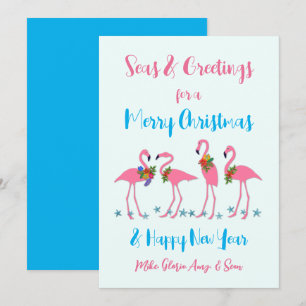 Seas and Greetings Flamingos Weihnachtskarte