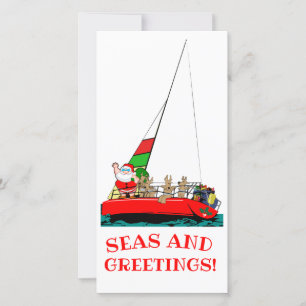 Seas and Greetings Nautical Christmas Card Feiertagskarte