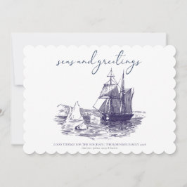 Seas and Greetings Nautical Minimal Weihnachtskart Feiertagskarte