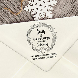 Seas and Greetings Rücksendeadresse Seashell Wreat Gummistempel