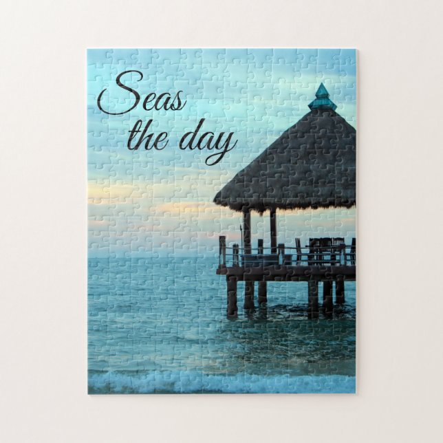 Seas Day Beach Tiki Hut Jigsaw Puzzle (Vertical)