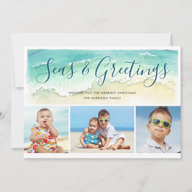 Seas & Greetings Beach Foto Ferienkarte Einladung (Vorderseite)