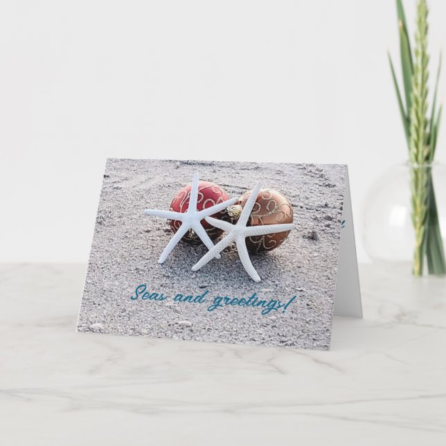 Seas & Greetings Beach Thema gefaltet Weihnachtska Karte (Vorderseite)