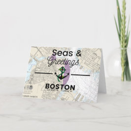 Seas & Greetings Chart - Boston Feiertagskarte