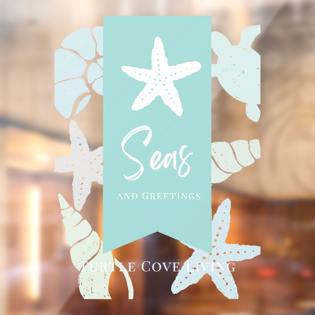 Seas & Greetings Seashell Turtle Starfish Urlaub Fensteraufkleber (Blatt 2)