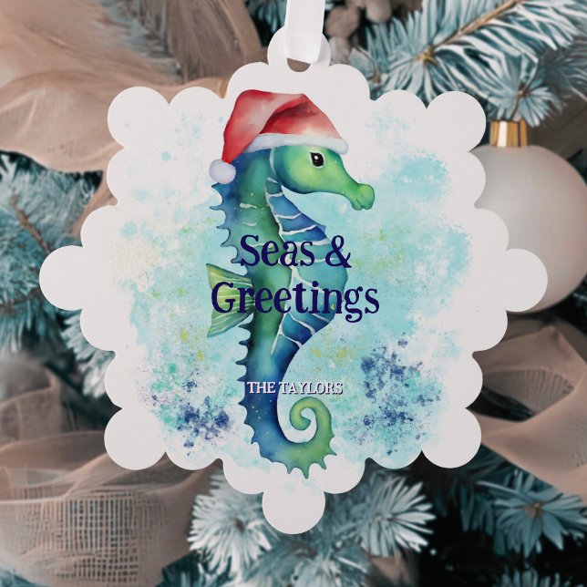 Seas & Greetings Seepferd Weihnachten an der Küste Ornament Karte (Von Creator hochgeladen)
