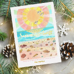 Seas n’ Greetings Beach Christmas Folien Feiertagskarte<br><div class="desc">Diese schöne Strandkarte mit Strandmotiv bietet originale Kunstwerke eines mit Muscheln befüllten Strandes bei Sonnenaufgang und eine Folie mit dem Text "Seas N’ Greetings, ein Stück auf Frohen Festtagen. Eine niedliche und nicht-traditionelle Urlaubskarte, die sich als Sonnenstrahl unter den meisten Winterthemen auszeichnet! Zurück bietet Platz für Ihr Lieblings-Foto und eine...</div>