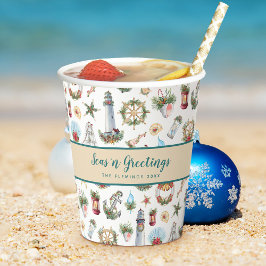 Seas n Grüße Weihnachten Nautical Personalisiert Pappbecher