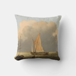 Seas off Coast, mit Spritsail Barge Poster Kissen