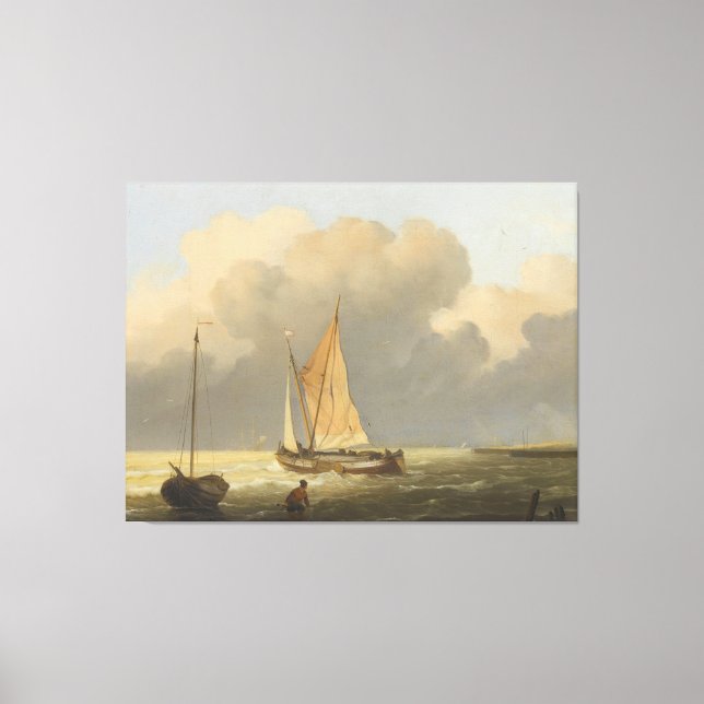 Seas off Coast, mit Spritsail Barge Poster Leinwanddruck (Vorderseite)