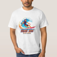 Seas the 80er - Retro Surfer Power Wave T-Shirt