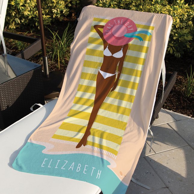 Seas The Day | Beach Beauty Sunbaden Individuelle  Strandtuch (Von Creator hochgeladen)