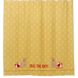 Seas the Day Beach Chiens sur rideau de douche jau