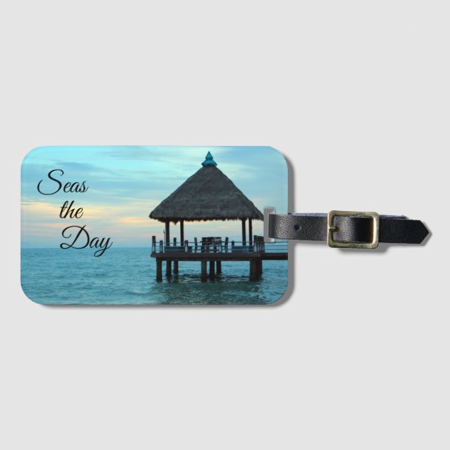 Seas the Day Beach Hut Gepäckanhänger (Vorderseite (Horizontal))