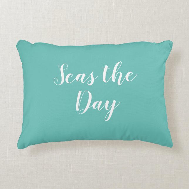 Seas the Day Beach Türkise Accent Kissen (Vorderseite)