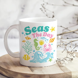 "Seas the Day" Boho farbenfrohe Küste Kaffeetasse