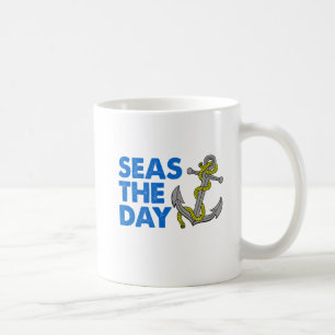 Seas The Day Cartoon Anchor Tasse