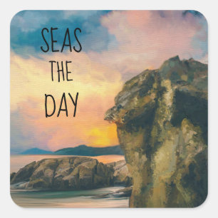Seas the Day Inspirational Quote Sticker