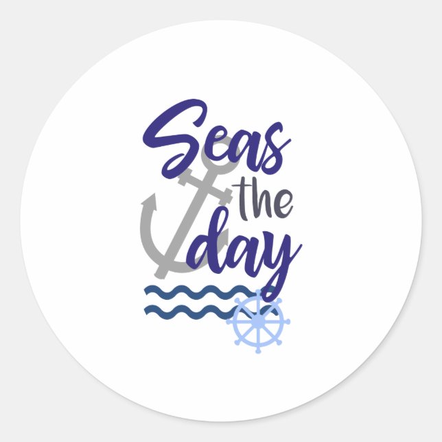 Seas the Day, nautical Runder Aufkleber (Vorderseite)