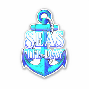Seas The Day Pirate Anchor Aufkleber