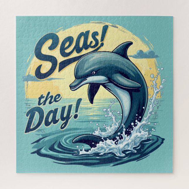 Seas the Day Retro Dolphin Ocean Ästhetik (Vertikal)