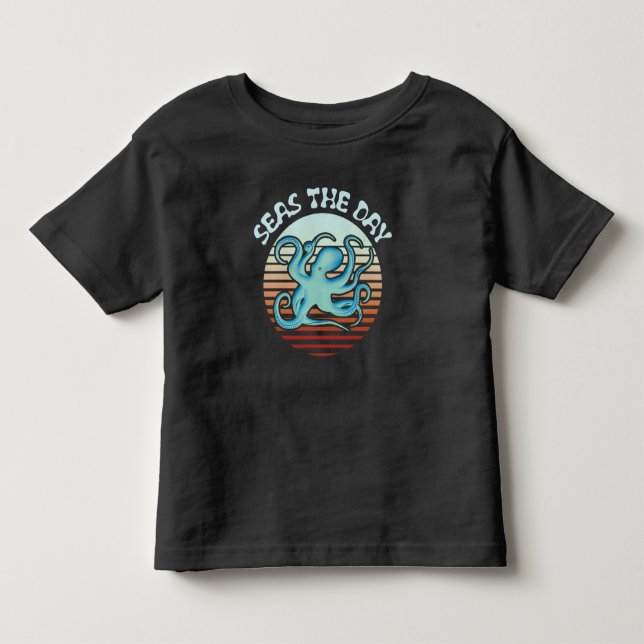 Seas The Day | Summer Vibes Octopus Kleinkind T-shirt (Vorderseite)