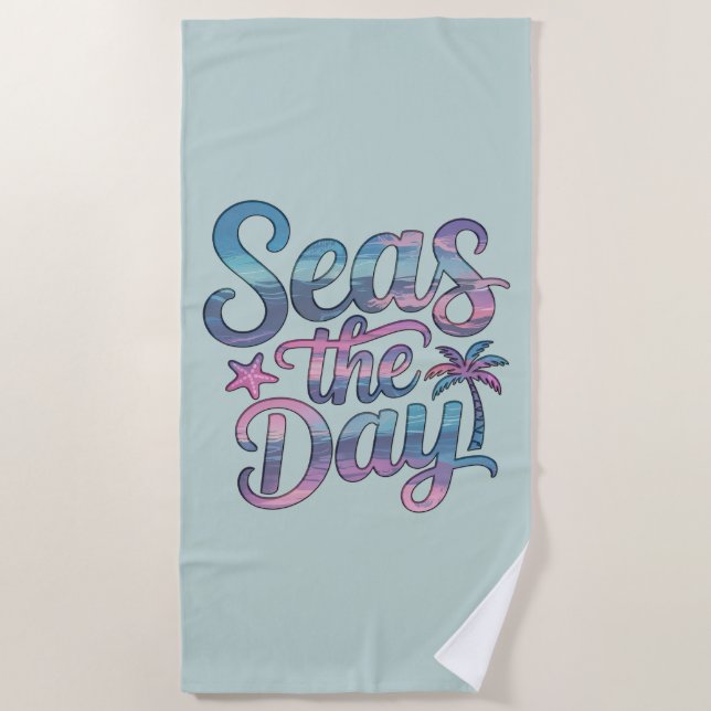 Seas the Day Tropical Beach Sommer Segelspass Strandtuch (Vorderseite)