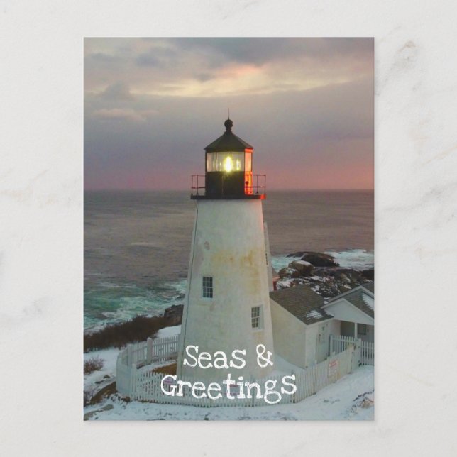 Seas und Grüße WeihnachtsLeuchtturm Postkarte (Vorderseite)